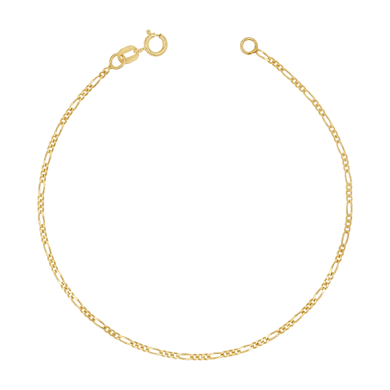 Men's Custom Leather Bracelets-Baby Figaro Chain Bracelet