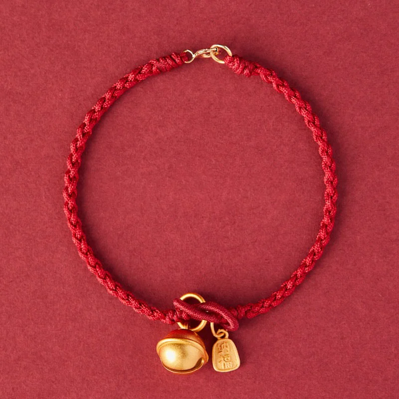 Bracelets for Men with Unique Metal Features-Buddha Stones Handmade Fu Character Charm Luck Happiness Bell Red Rope Bracelet Bracelets for Men with Unique Metal Features-Buddha Stones Handmade Fu Character Charm Luck Happiness Bell Red Rope Bracelet