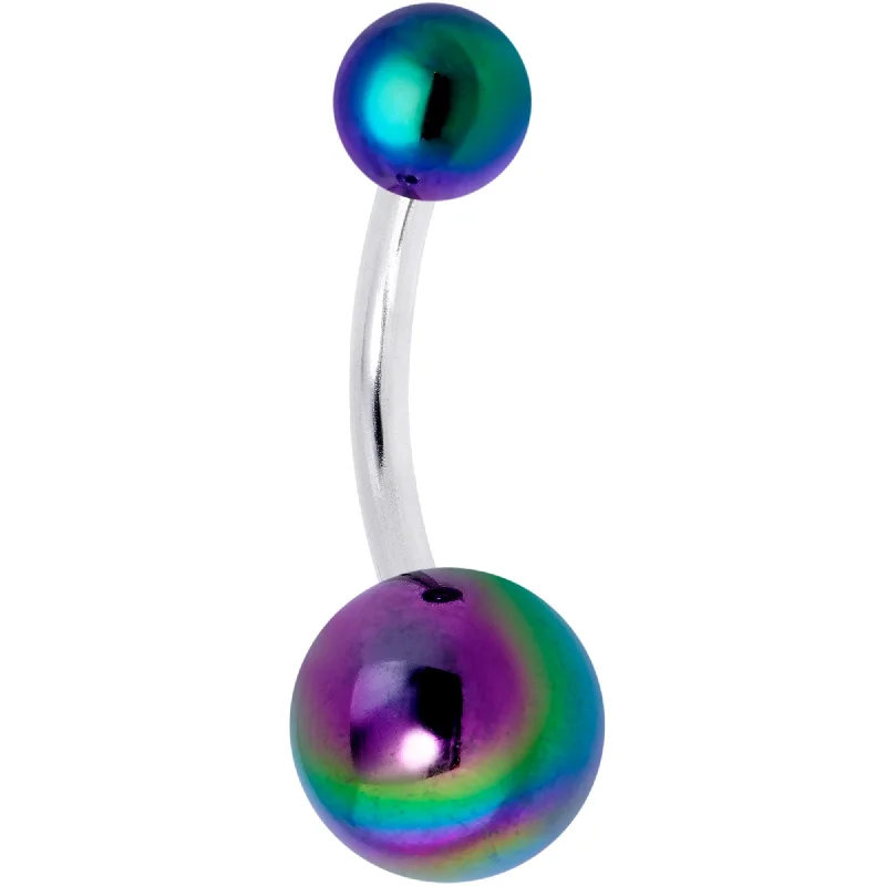 Comfortable Belly Rings with Chic Finish -Black Pearlescent Acrylic Ball Belly Ring