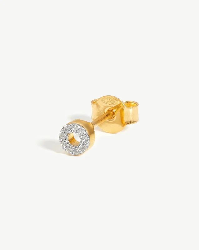 Women's Earrings – Elegant Designs for Every Personality--Pave Initial Single Stud Earring - Initial O | 18k Gold Vermeil/Cubic Zirconia Women's Earrings – Elegant Designs for Every Personality--Pave Initial Single Stud Earring - Initial O | 18k Gold Vermeil/Cubic Zirconia