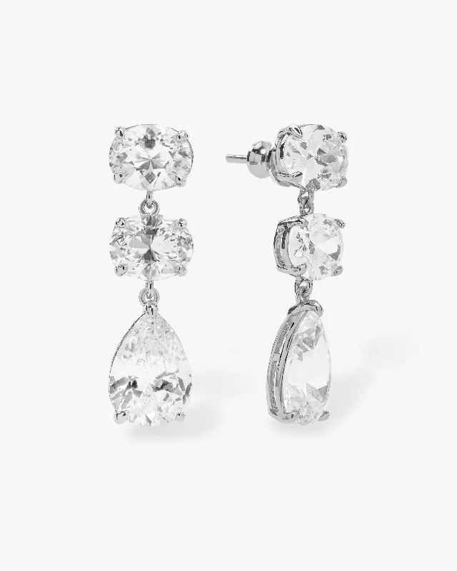 Women's Earrings – Elegant Designs for Every Personality--Hello Gorgeous Drop Earrings - Silver|White Diamondettes