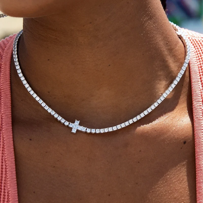 Shop Classic Women's  Necklaces & Pendants with a Modern Twist-Cross Tennis Necklace