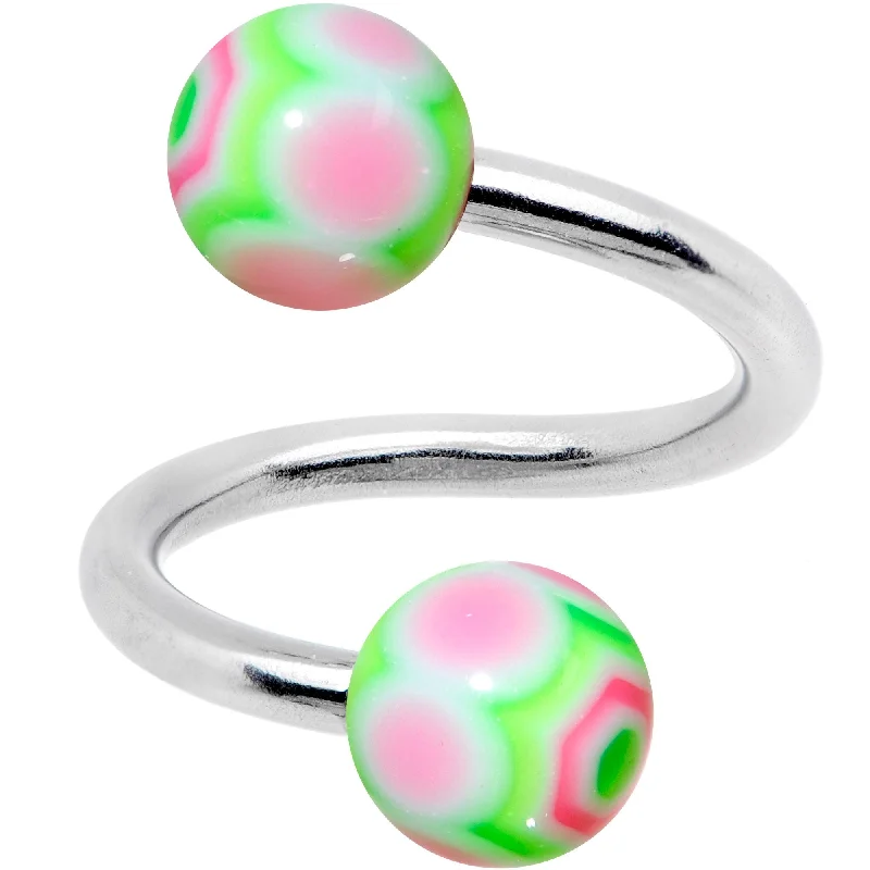 Custom Belly Rings for Personalized Style -Watermelon Rainbow Spiral Twister Belly Ring Custom Belly Rings for Personalized Style -Watermelon Rainbow Spiral Twister Belly Ring