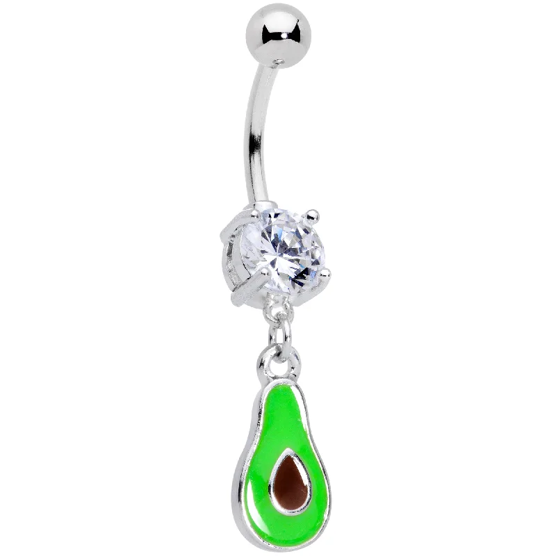 Beautiful Belly Rings for Trendy Women -Clear CZ Gem Green Groovy Avocado Dangle Belly Ring Beautiful Belly Rings for Trendy Women -Clear CZ Gem Green Groovy Avocado Dangle Belly Ring