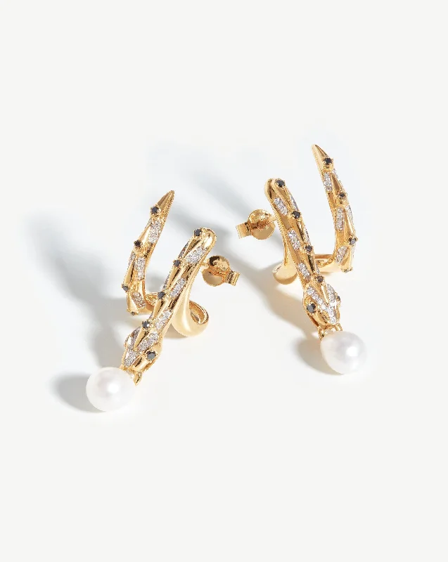 Women's Earrings – Elegant Designs for Every Personality--Harris Reed Fine Coiled Serpent Earrings | 14k Solid Gold/Pearl & Diamond Women's Earrings – Elegant Designs for Every Personality--Harris Reed Fine Coiled Serpent Earrings | 14k Solid Gold/Pearl & Diamond