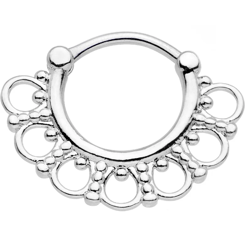 Statement Nose Rings with Elegant Accents -16 Gauge 5/16 Tribal Filigree Fan Septum Clicker Statement Nose Rings with Elegant Accents -16 Gauge 5/16 Tribal Filigree Fan Septum Clicker