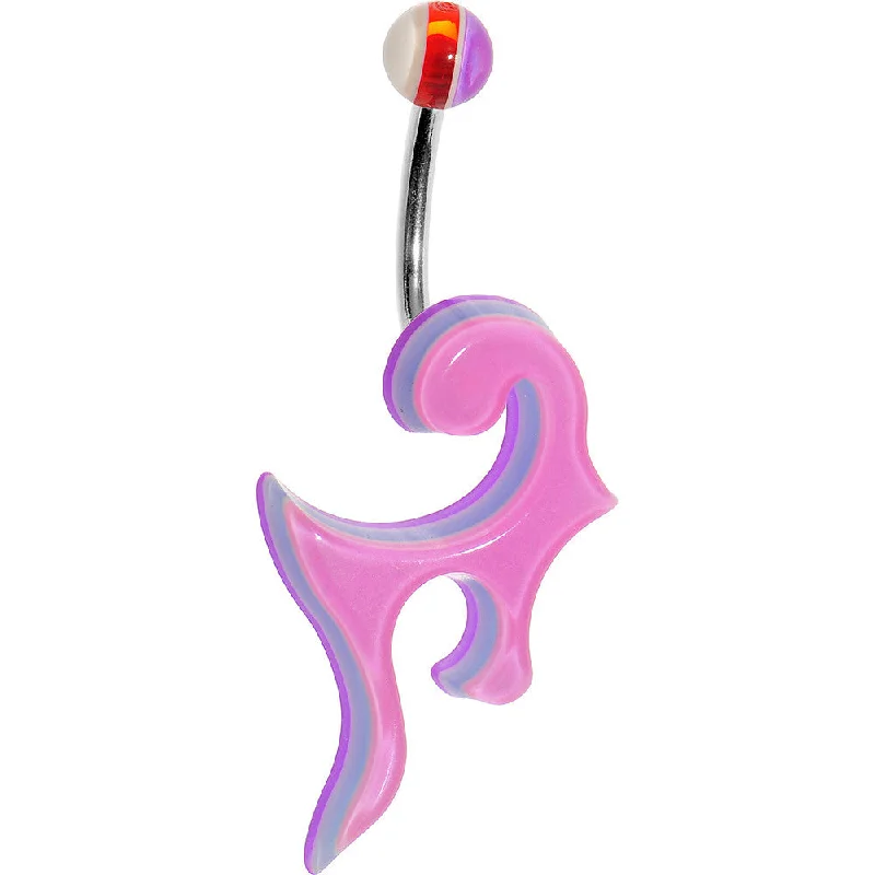 Unique Belly Rings for Bold Fashion -Pink Acrylic Multi Layered Tribal Scroll Belly Ring Unique Belly Rings for Bold Fashion -Pink Acrylic Multi Layered Tribal Scroll Belly Ring