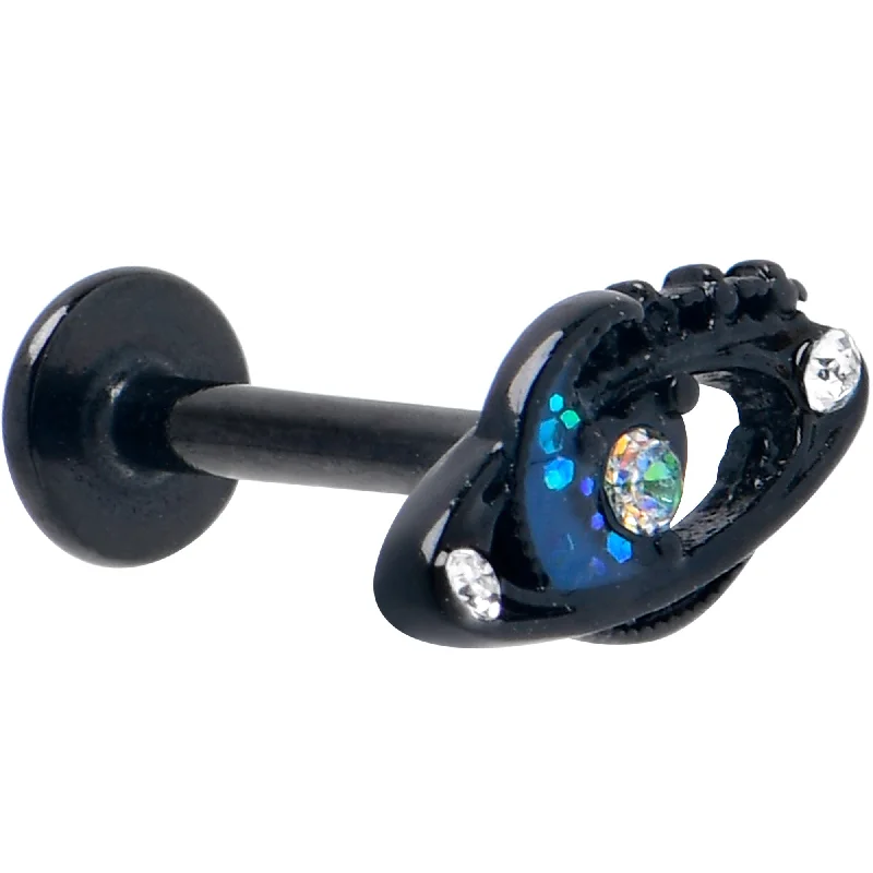 Women's Earrings – Elegant Designs for Every Personality--16 Gauge 5/16 Aurora Gem Black Saturn Space Moon Labret Monroe Tragus