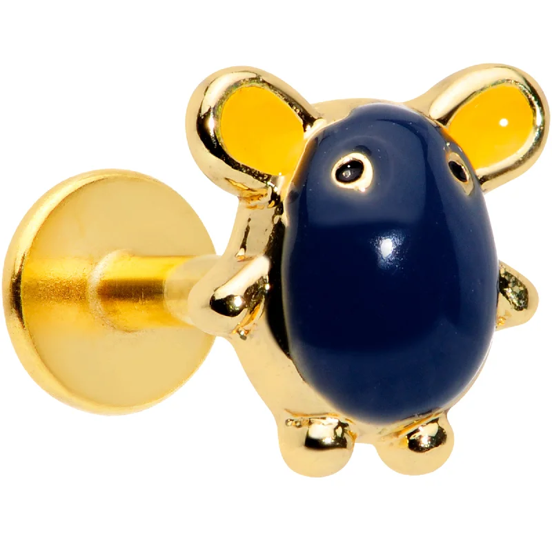 Stunning Lip Rings for Bold Fashion Statements16 Gauge 5/16 Gold Tone Black Mouse Labret Monroe Tragus