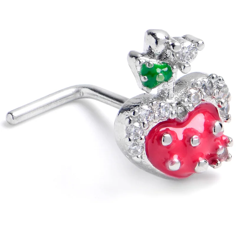 Nose Rings for Women -20 Gauge 7mm Clear CZ Gem Glamour Shroom L Shape Nose Ring