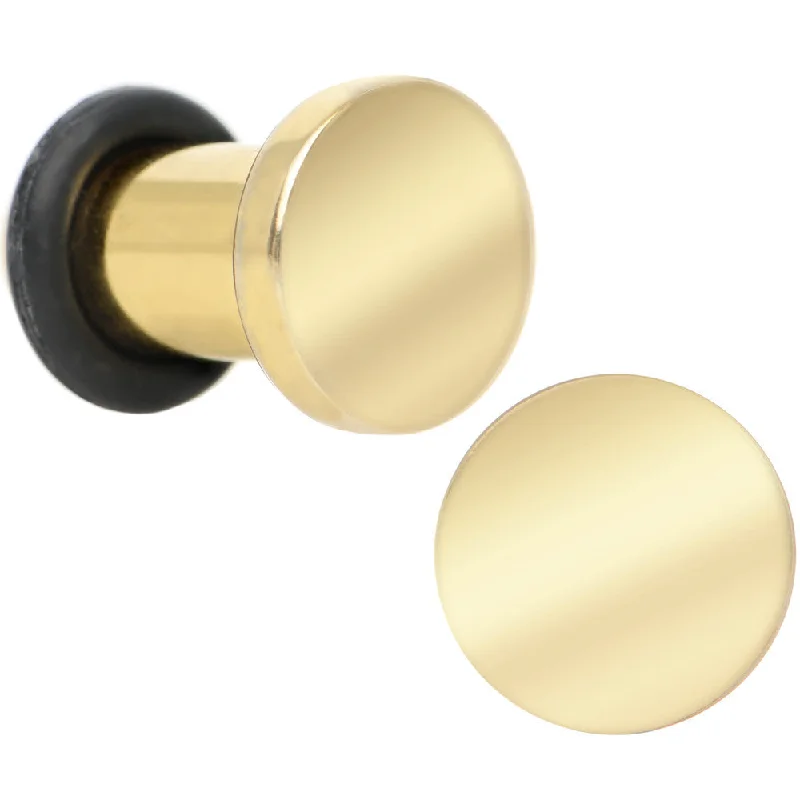 Women's Earrings – Elegant Designs for Every Personality--4 Gauge Titanium Plated Steel Sunlit Flat Top Single Flare Plug Set Women's Earrings – Elegant Designs for Every Personality--4 Gauge Titanium Plated Steel Sunlit Flat Top Single Flare Plug Set