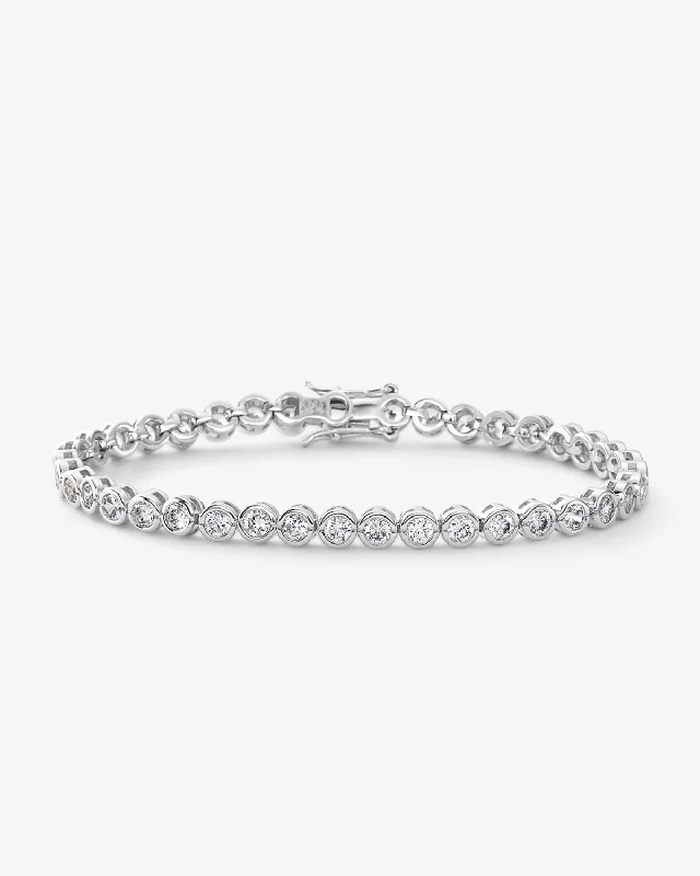 Beautiful Anklets with Unique Accents-Baroness Tennis Bracelet - Silver|White Diamondettes