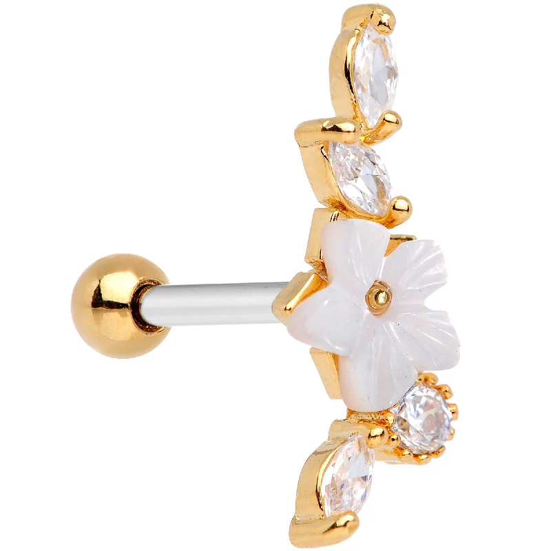 Women's Earrings – Elegant Designs for Every Personality--Clear CZ Gem Gold Tone Snowflake Cascade Cartilage Tragus Earring