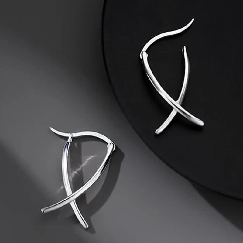 Women's Earrings – Elegant Designs for Every Personality--Buddha Stones Geometric Cross Design Luck Hoop Earrings