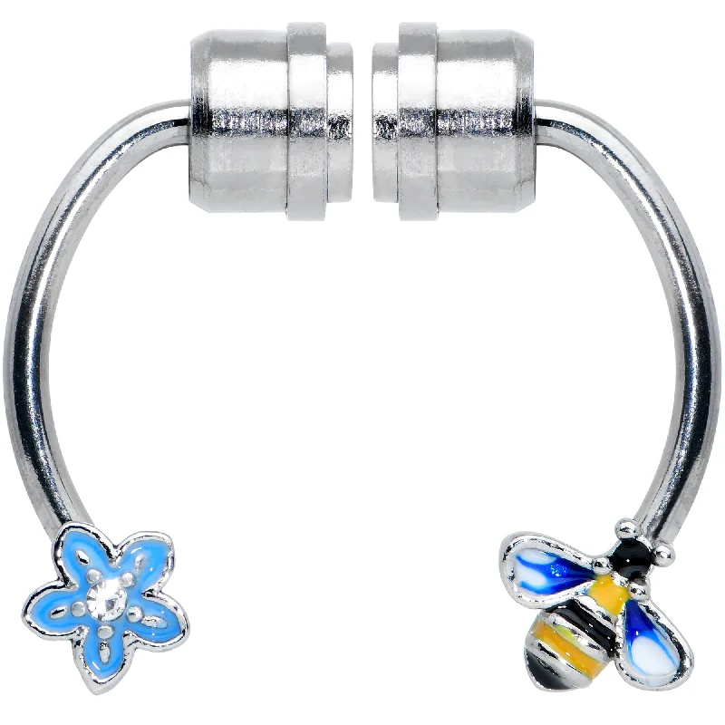 Bold Nose Rings for Confident Fashion -Bee Flower Ends Non Pierced Magnetic Clip On Fake Septum Ring Bold Nose Rings for Confident Fashion -Bee Flower Ends Non Pierced Magnetic Clip On Fake Septum Ring