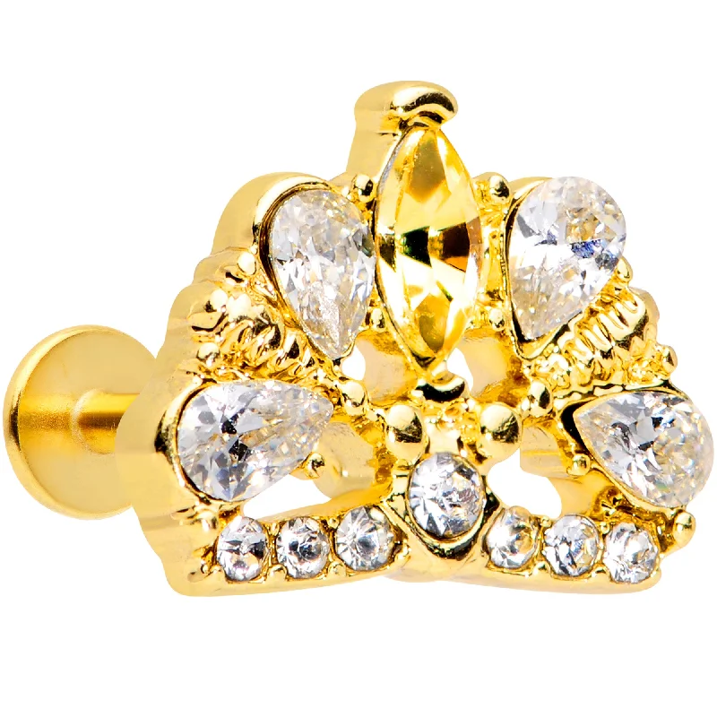 Custom Lip Rings for Exclusive Look16 Gauge 5/16 Clear CZ Gem Gold Tone Lavish Crown Labret Monroe Tragus Custom Lip Rings for Exclusive Look16 Gauge 5/16 Clear CZ Gem Gold Tone Lavish Crown Labret Monroe Tragus