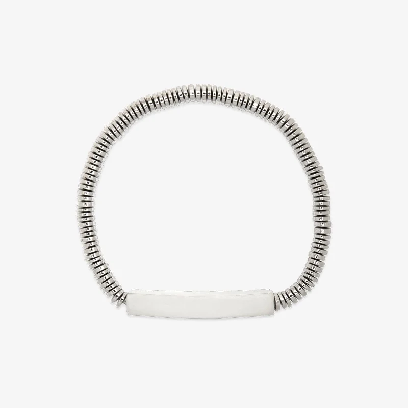Women's Bangles for Everyday Wear-Engravable Disc Bead Stretch Bracelet