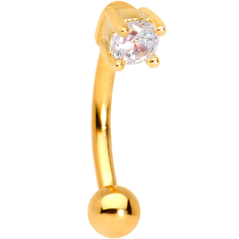 Women's Earrings – Elegant Designs for Every Personality--5/16 Clear CZ Gem Gold IP Fashionista Curved Eyebrow Rook Earring Women's Earrings – Elegant Designs for Every Personality--5/16 Clear CZ Gem Gold IP Fashionista Curved Eyebrow Rook Earring