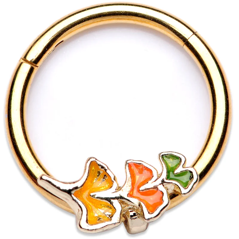 Women's Earrings – Elegant Designs for Every Personality--16 Gauge 3/8 Autumn Leaves Fall Hinged Segment Ring