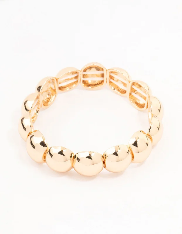 Luxury Silver Bangles for Women-Gold Bauble Puff Stretch Bracelet