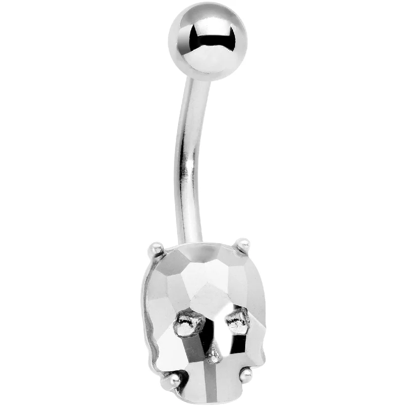 Elegant Belly Rings for Fashion-Forward Looks -Clear Gem Sugar Skull Mask Belly Ring Elegant Belly Rings for Fashion-Forward Looks -Clear Gem Sugar Skull Mask Belly Ring