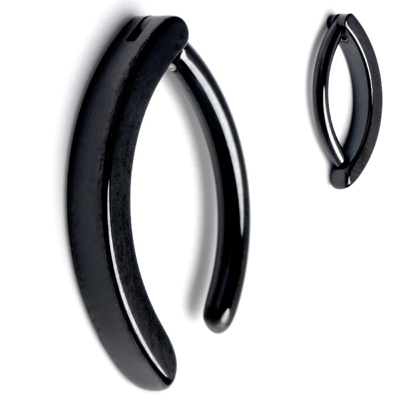 Minimalist Belly Rings for Subtle Beauty -14 Gauge 1/2 Black ASTM F-136 Implant Grade Titanium Hinged Hoop Belly Ring Minimalist Belly Rings for Subtle Beauty -14 Gauge 1/2 Black ASTM F-136 Implant Grade Titanium Hinged Hoop Belly Ring