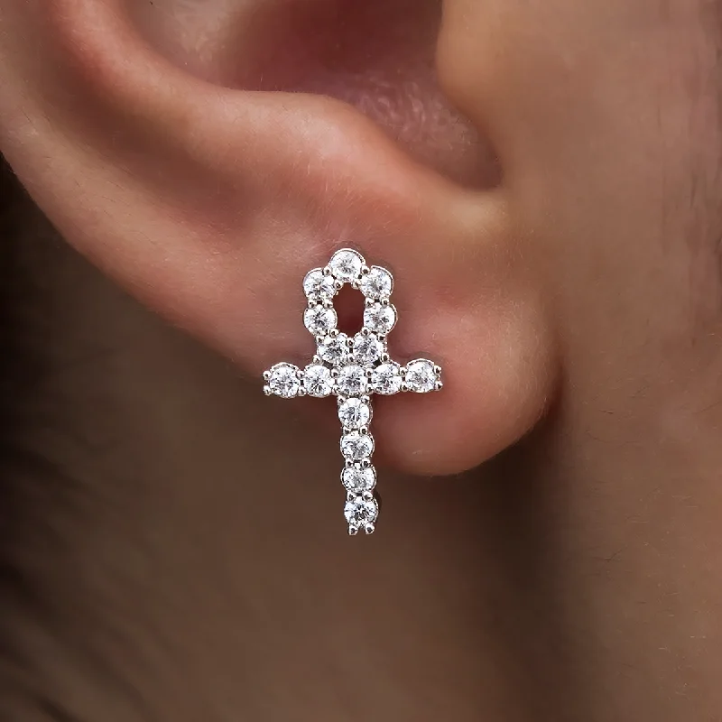 Women's Earrings – Elegant Designs for Every Personality--Diamond Ankh Stud Earrings