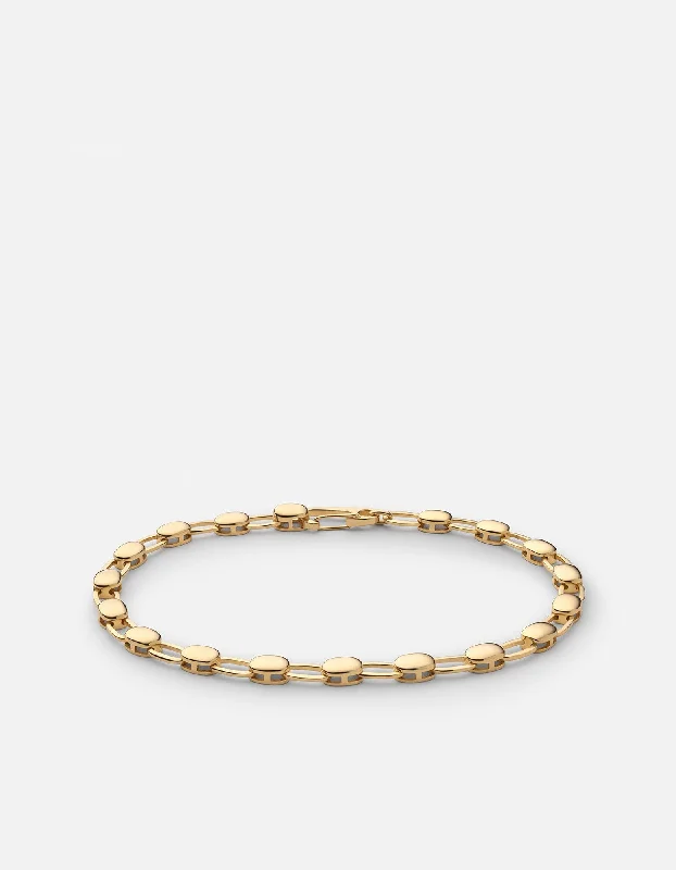 Stylish Bracelets for Men with Stone Details-Ward Chain Bracelet, Gold Vermeil