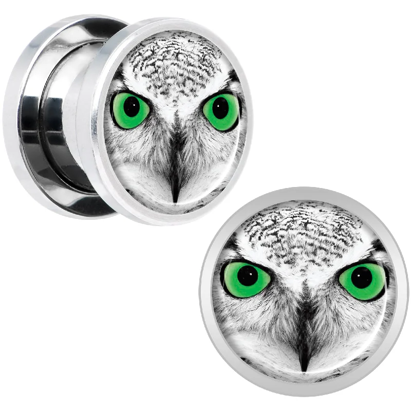 Women's Earrings – Elegant Designs for Every Personality--Black White Owl Steel Screw Fit Plug Set 00 Gauge Women's Earrings – Elegant Designs for Every Personality--Black White Owl Steel Screw Fit Plug Set 00 Gauge