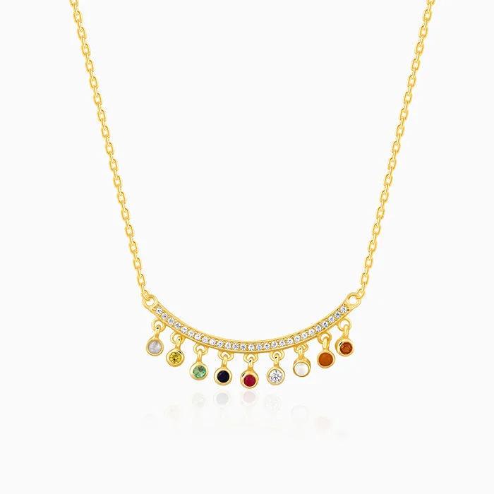 Shop Classic Women's Necklaces & Pendants with a Modern Twist-Golden Navratan Necklace Shop Classic Women's Necklaces & Pendants with a Modern Twist-Golden Navratan Necklace