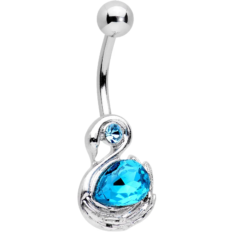Comfortable Belly Rings for Casual Fashion -Aqua Gem Raindrop Sailing Swan Belly Ring Comfortable Belly Rings for Casual Fashion -Aqua Gem Raindrop Sailing Swan Belly Ring