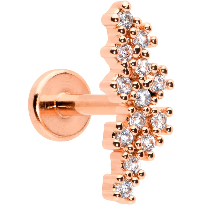Stunning Silver Lip Rings for Classic Beauty16 Gauge 5/16 CZ Gem Rose Hue Texture Arc Internal Thread Labret Tragus