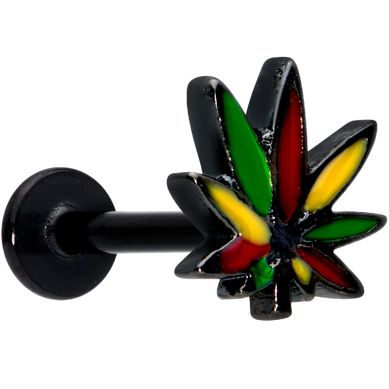 Bold and Stylish Lip Rings16 Gauge 5/16 Black Multicolor Pot Leaf Labret Monroe Tragus