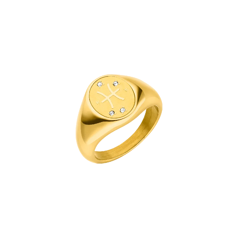 Chic Women's Rings for Fashion-Forward Looks-Fische Zodiac Ring