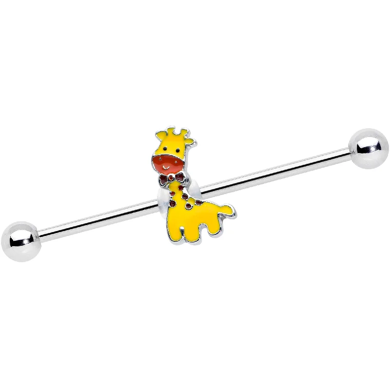 Women's Earrings – Elegant Designs for Every Personality--14 Gauge Bow Tie Yellow Red Giraffe Industrial Barbell 38mm Women's Earrings – Elegant Designs for Every Personality--14 Gauge Bow Tie Yellow Red Giraffe Industrial Barbell 38mm