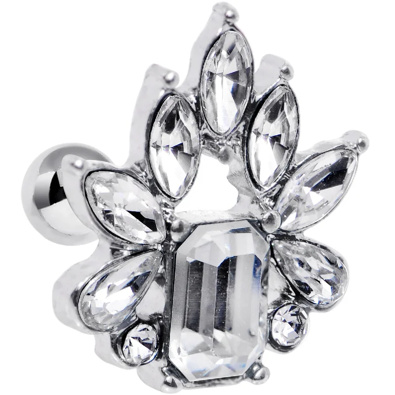 Women's Earrings – Elegant Designs for Every Personality--16 Gauge 1/4 Clear Gem Flower Tiara Amulet Cartilage Tragus Earring