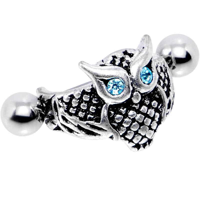 Women's Earrings – Elegant Designs for Every Personality--16 Gauge 1/2 Aqua Gem Eye of the Owl Helix Cuff Cartilage Earring Women's Earrings – Elegant Designs for Every Personality--16 Gauge 1/2 Aqua Gem Eye of the Owl Helix Cuff Cartilage Earring