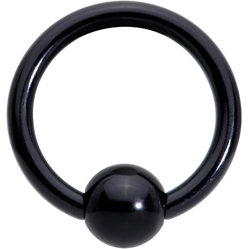 Luxury Lip Rings with Precious Stones14 Gauge 3/8 Black Acrylic BCR Captive Ring