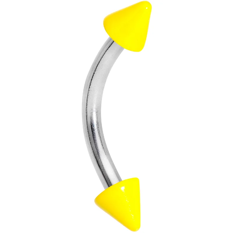Women's Earrings – Elegant Designs for Every Personality--16 Gauge 5/16 Yellow Glow in the Dark Cone End Curved Eyebrow Ring