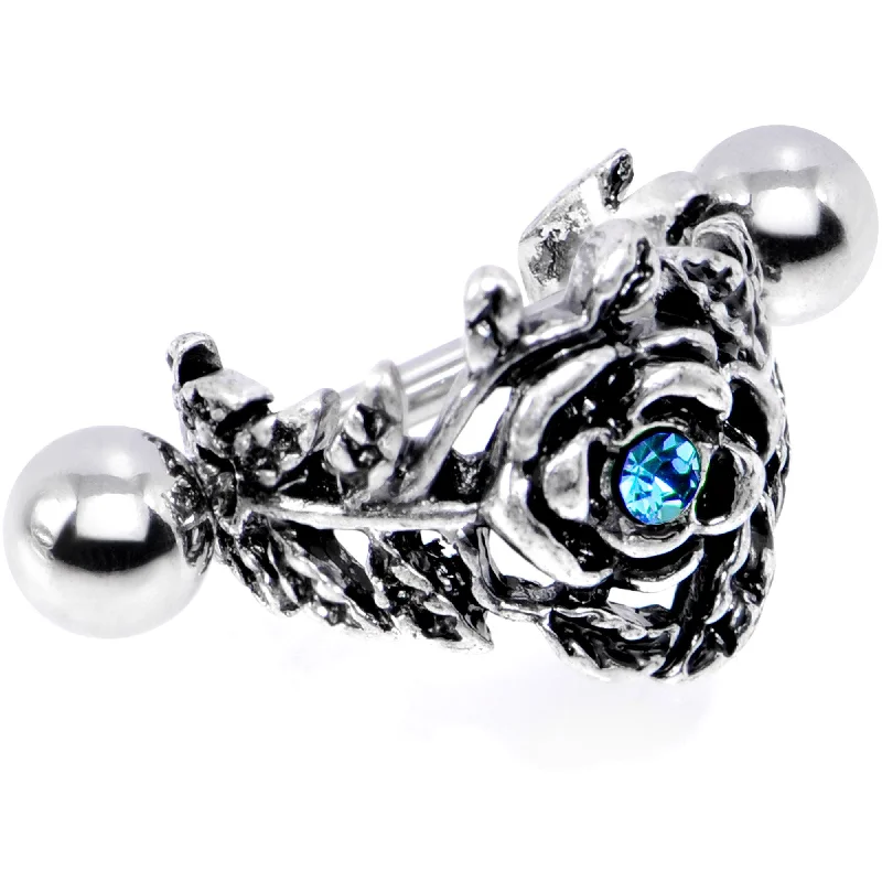 Women's Earrings – Elegant Designs for Every Personality--16 Gauge 1/2 Aqua Gem Floral Wreath Cuff Cartilage Earring Women's Earrings – Elegant Designs for Every Personality--16 Gauge 1/2 Aqua Gem Floral Wreath Cuff Cartilage Earring
