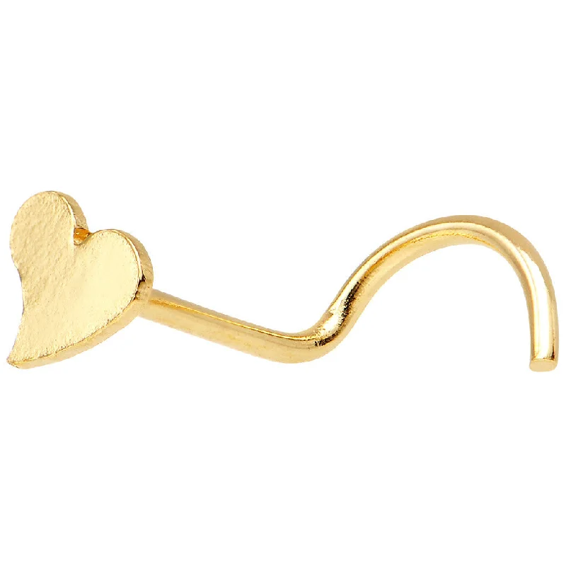 Nose Rings with Modern Appeal -Gold Anodized Titanium Heart Nose Ring