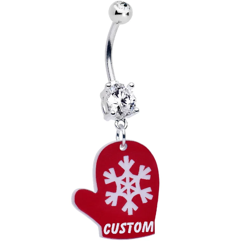 Beautiful Belly Rings with Stunning Accents -Custom Holiday Mitten Personalized Dangle Belly Ring (More Colors) Beautiful Belly Rings with Stunning Accents -Custom Holiday Mitten Personalized Dangle Belly Ring (More Colors)