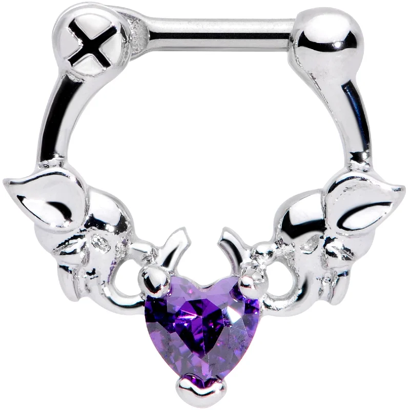 Women's Earrings – Elegant Designs for Every Personality--16 Gauge 1/4 Purple Heart Gem Royal Valentine Cartilage Clicker