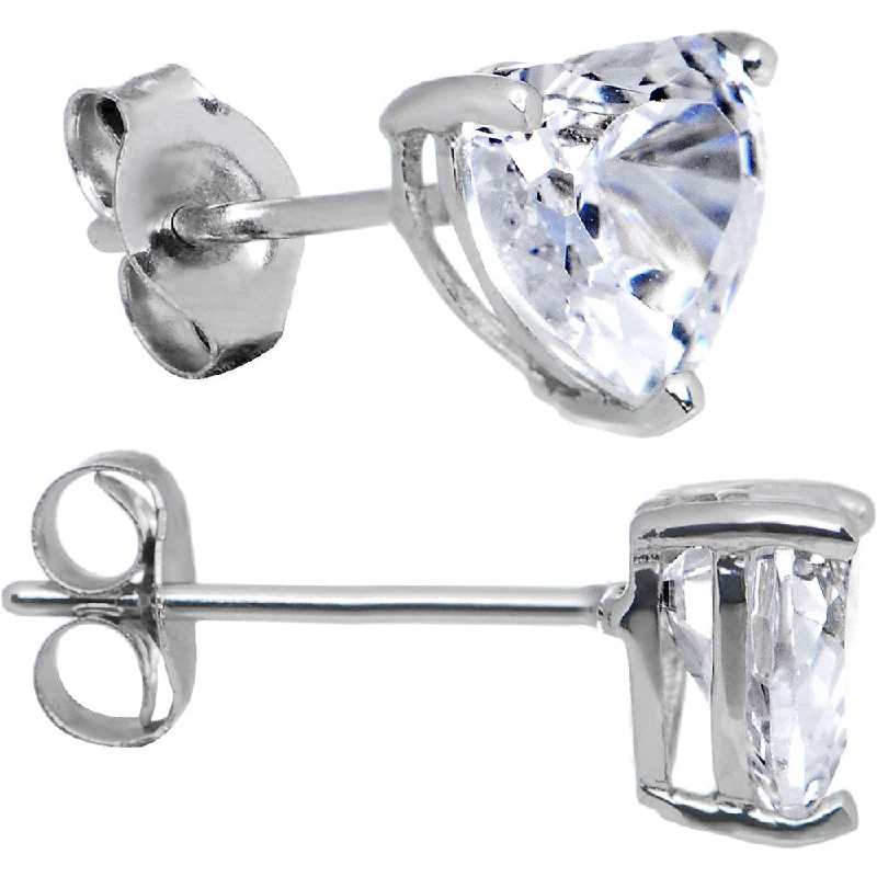 Women's Earrings – Elegant Designs for Every Personality--14kt White Gold .47ct Basket Set Heart CZ Stud Earrings Women's Earrings – Elegant Designs for Every Personality--14kt White Gold .47ct Basket Set Heart CZ Stud Earrings