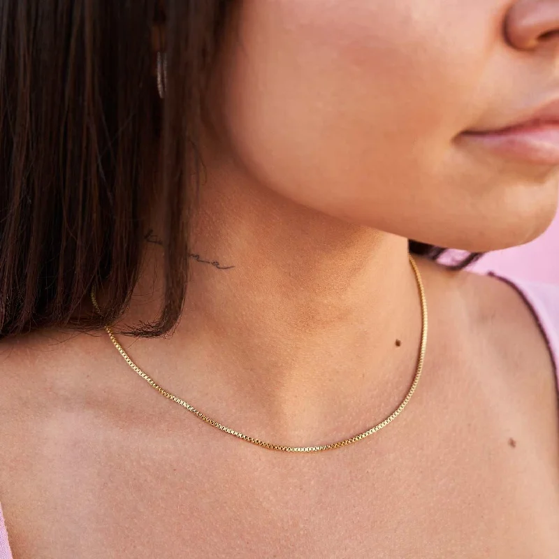 Shop Classic Women's  Necklaces & Pendants with a Modern Twist-Micro Box Chain Necklace in Yellow Gold
