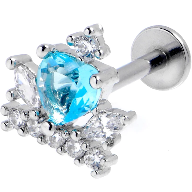 Trendy Lip Rings with Elegant Stones16 Gauge 5/16 Clear Blue Gem Crown Heart Labret Monroe Tragus