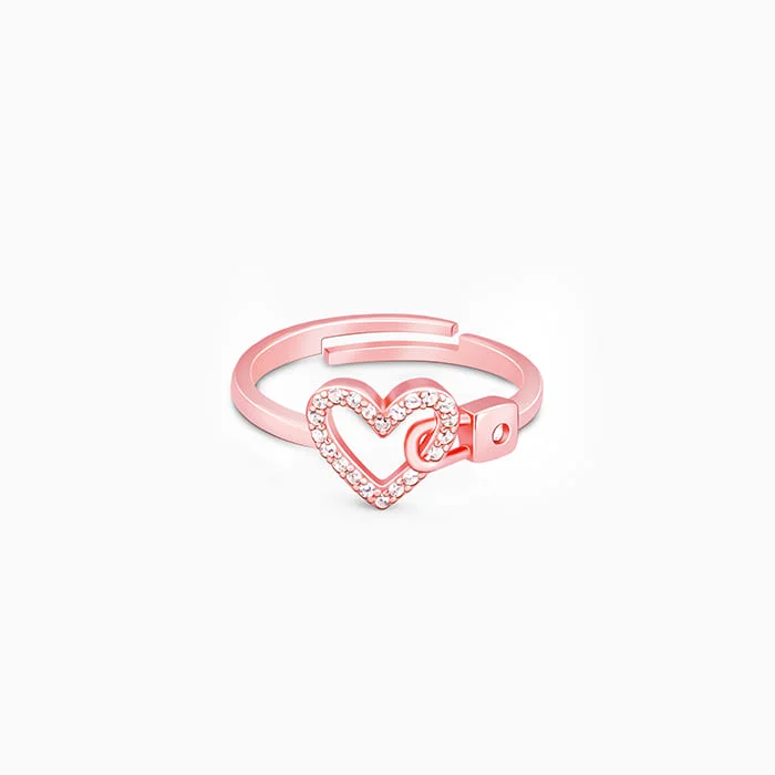 Chic Women's Rings for Fashion-Forward Looks-Rose Gold Love Lock Ring