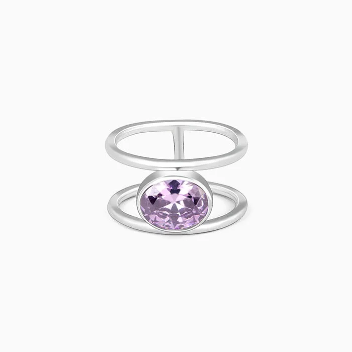 Chic Women's Rings for Fashion-Forward Looks-Silver Lavender Love Ring