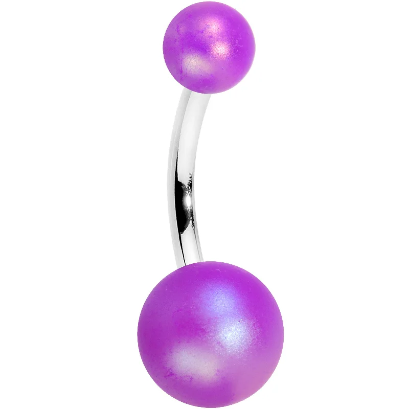 Elegant Belly Rings for Special Occasions -Purple Matte Finish Acrylic Ball Belly Ring Elegant Belly Rings for Special Occasions -Purple Matte Finish Acrylic Ball Belly Ring
