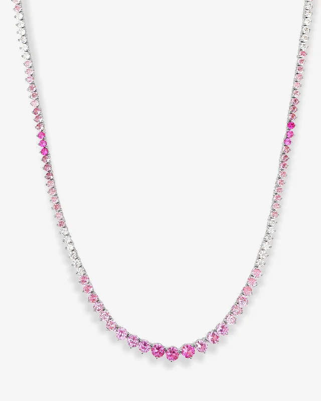 Shop Classic Women's  Necklaces & Pendants with a Modern Twist-Not Your Basic Graduated Ombré Tennis Necklace 18" - Silver|Pink Sapphire Ombré